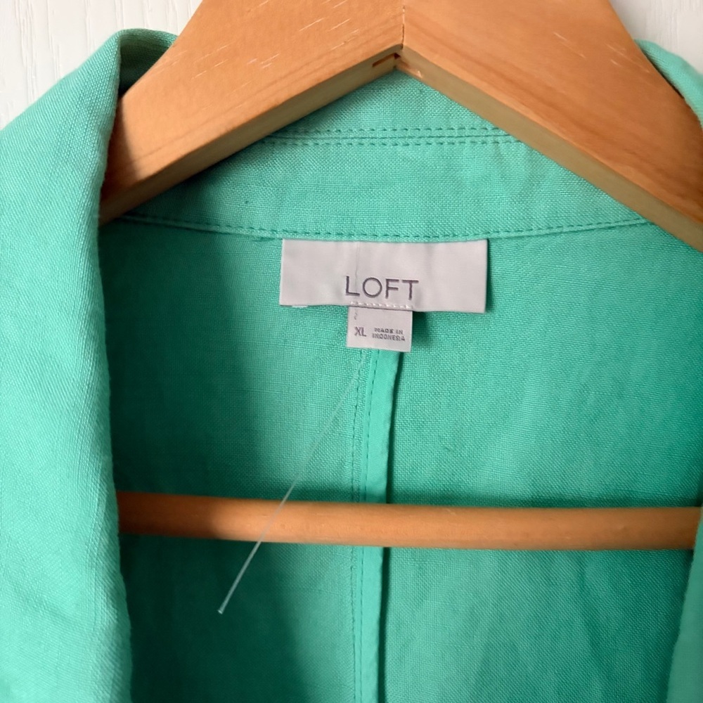 NWOT LOFT Mint Green One Button Open Long Blazer, XL - Picture 6 of 16